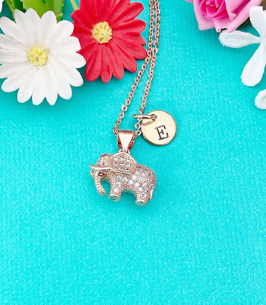 Elephant Charm Necklace in Rose Gold, Luck Gift, N2731