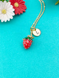 Red Strawberry Charm Necklace in Gold, Best Christmas Gifts for Girlfriends, N5778