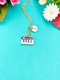 Piano Keyboard Charm Necklace in Gold , Acoustic Keyboard Stringed Percussion Instrument, N4357