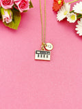 Piano Keyboard Charm Necklace in Gold , Acoustic Keyboard Stringed Percussion Instrument, N4357
