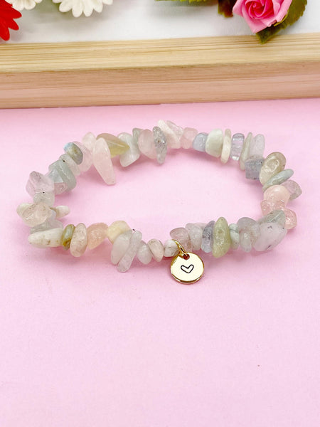 Morganite Bracelet, Natural Morganite Gemstone Jewelry, N6302