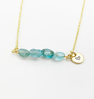 Apatite Necklace, Gold Natural Apatite Gemstone Jewelry, Bracelet Option, N6303