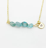 Apatite Necklace, Gold Natural Apatite Gemstone Jewelry, Bracelet Option, N6303