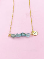 Apatite Necklace, Gold Natural Apatite Gemstone Jewelry, Bracelet Option, N6303