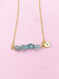 Apatite Necklace, Gold Natural Apatite Gemstone Jewelry, Bracelet Option, N6303