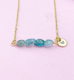 Apatite Necklace, Gold Natural Apatite Gemstone Jewelry, Bracelet Option, N6303