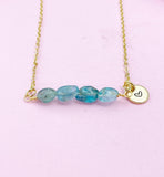 Apatite Necklace, Gold Natural Apatite Gemstone Jewelry, Bracelet Option, N6303