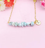 Larimar Necklace in Gold or Silver, Natural Larimar Gemstone Jewelry, Bracelet Option, N6305