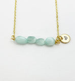 Larimar Necklace, Gold Natural Larimar Gemstone Jewelry, Bracelet Option, N6306