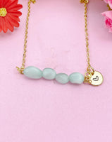 Larimar Necklace, Gold Natural Larimar Gemstone Jewelry, Bracelet Option, N6306