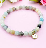 Amazonite Bracelet, Natural Flower Amazonite Gemstone Jewelry, N6309
