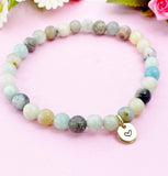 Amazonite Bracelet, Natural Flower Amazonite Gemstone Jewelry, N6309