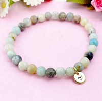 Amazonite Bracelet, Natural Flower Amazonite Gemstone Jewelry, N6309