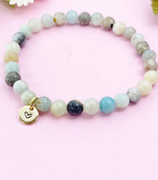 Amazonite Bracelet, Natural Flower Amazonite Gemstone Jewelry, N6309