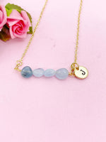 Aquamarine Necklace, Gold Natural Aquamarine Gemstone Jewelry, Bracelet Option, N6310