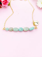 Amazonite Necklace, Gold Natural Amazonite Gemstone Jewelry, Bracelet Option, N6312A