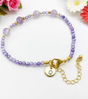 Amethyst Bracelet, Natural Amethyst Gemstone Jewelry, N6313