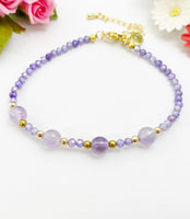 Amethyst Bracelet, Natural Amethyst Gemstone Jewelry, N6313