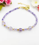 Amethyst Bracelet, Natural Amethyst Gemstone Jewelry, N6313