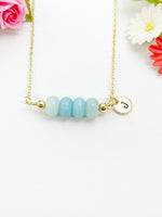 Amazonite Necklace, Gold Natural  Flower Amazonite Gemstone Jewelry, Bracelet Option, N6319
