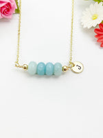 Amazonite Necklace, Gold Natural  Flower Amazonite Gemstone Jewelry, Bracelet Option, N6319