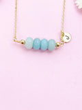 Amazonite Necklace, Gold Natural  Flower Amazonite Gemstone Jewelry, Bracelet Option, N6319