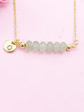Green Aventurine Necklace, Gold Natural Green Aventurine Gemstone Jewelry, Bracelet Option, N6320