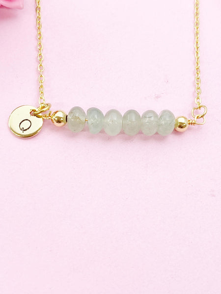 Green Aventurine Necklace, Gold Natural Green Aventurine Gemstone Jewelry, Bracelet Option, N6320