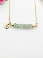 Green Aventurine Necklace, Gold Natural Green Aventurine Gemstone Jewelry, Bracelet Option, N6320