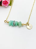 Hemimorphite Necklace, Gold Natural Hemimorphite Gemstone Jewelry, Bracelet Option, N6328