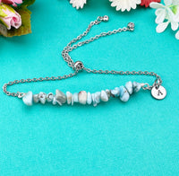 Silver Larimar Bracelet, Gold Option, Natural Larimar Gemstone Jewelry, N6117S