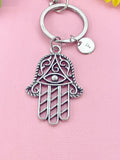 Hamsa Hand Charm Keychain or Necklace in Silver, N 6395