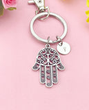 Hamsa Hand Charm Keychain or Necklace in Silver, N 6396K