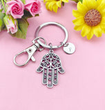 Hamsa Hand Charm Keychain or Necklace in Silver, N 6396K