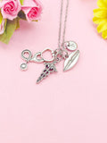 Caduceus Stethoscope Lips Mouth Silver Charm Necklace, Otolaryngologist ENT Specialist Gift, N6398M