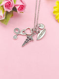 Caduceus Stethoscope Lips Mouth Silver Charm Necklace, Otolaryngologist ENT Specialist Gift, N6398M