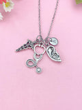 Ear Caduceus Stethoscope Necklace – ENT Doctor Gift, Otolaryngologist Jewelry, N6401