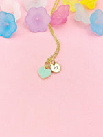 Tiny Blue Heart Necklace, Gold Dainty Enamel Pendant, Minimalist Jewelry, N4334
