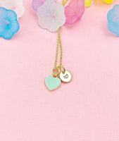Tiny Blue Heart Necklace, Gold Dainty Enamel Pendant, Minimalist Jewelry, N4334
