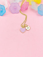 Tiny Violet Heart Necklace, Purple Heart, Gold Dainty Enamel Pendant, Minimalist Jewelry,  N4327