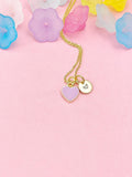 Tiny Violet Heart Necklace, Purple Heart, Gold Dainty Enamel Pendant, Minimalist Jewelry,  N4327