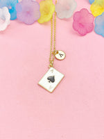 Ace of Spades Pendant Necklace, Poker Playing Card Jewelry, Casino Gift,  N5071