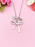Silver Bow Charm Necklace, N2120A