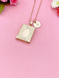 Rose Gold Miniature Book Locket Necklace, Book Charm, Librarian Gift, Bookworm Gift, Book Club Gift,N2130R