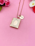 Rose Gold Miniature Book Locket Necklace, Book Charm, Librarian Gift, Bookworm Gift, Book Club Gift,N2130R
