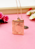 Rose Gold Miniature Book Locket Necklace, Book Charm, Librarian Gift, Bookworm Gift, Book Club Gift,N2130R
