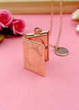 Rose Gold Miniature Book Locket Necklace, Book Charm, Librarian Gift, Bookworm Gift, Book Club Gift,N2130R