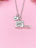 Measuring Tape Necklace, Silver Tape Measure Charm Necklace, Architect Gift, Personalized Initial Necklace, N276B