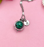 Malachite Necklace, Natural Gemstone Jewelry, Spinner Gold or Silver Necklace, N5767S