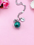 Malachite Necklace, Natural Gemstone Jewelry, Spinner Gold or Silver Necklace, N5767S